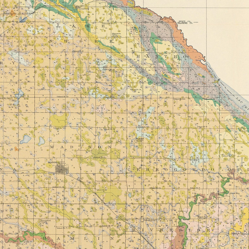 Vintage Map of Lac Qui Parle County, Minnesota 1924