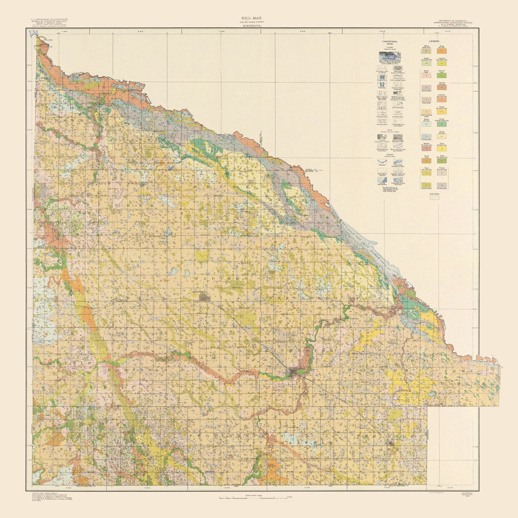 Vintage Map of Lac Qui Parle County, Minnesota 1924