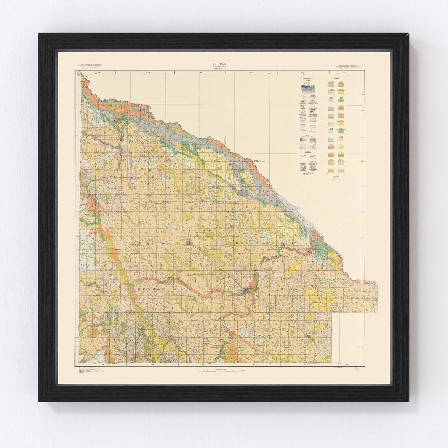 Vintage Map of Lac Qui Parle County, Minnesota 1924