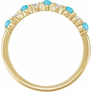 14K Yellow Gold Natural Turquoise & 1/8 CTW Natural Diamond Ring