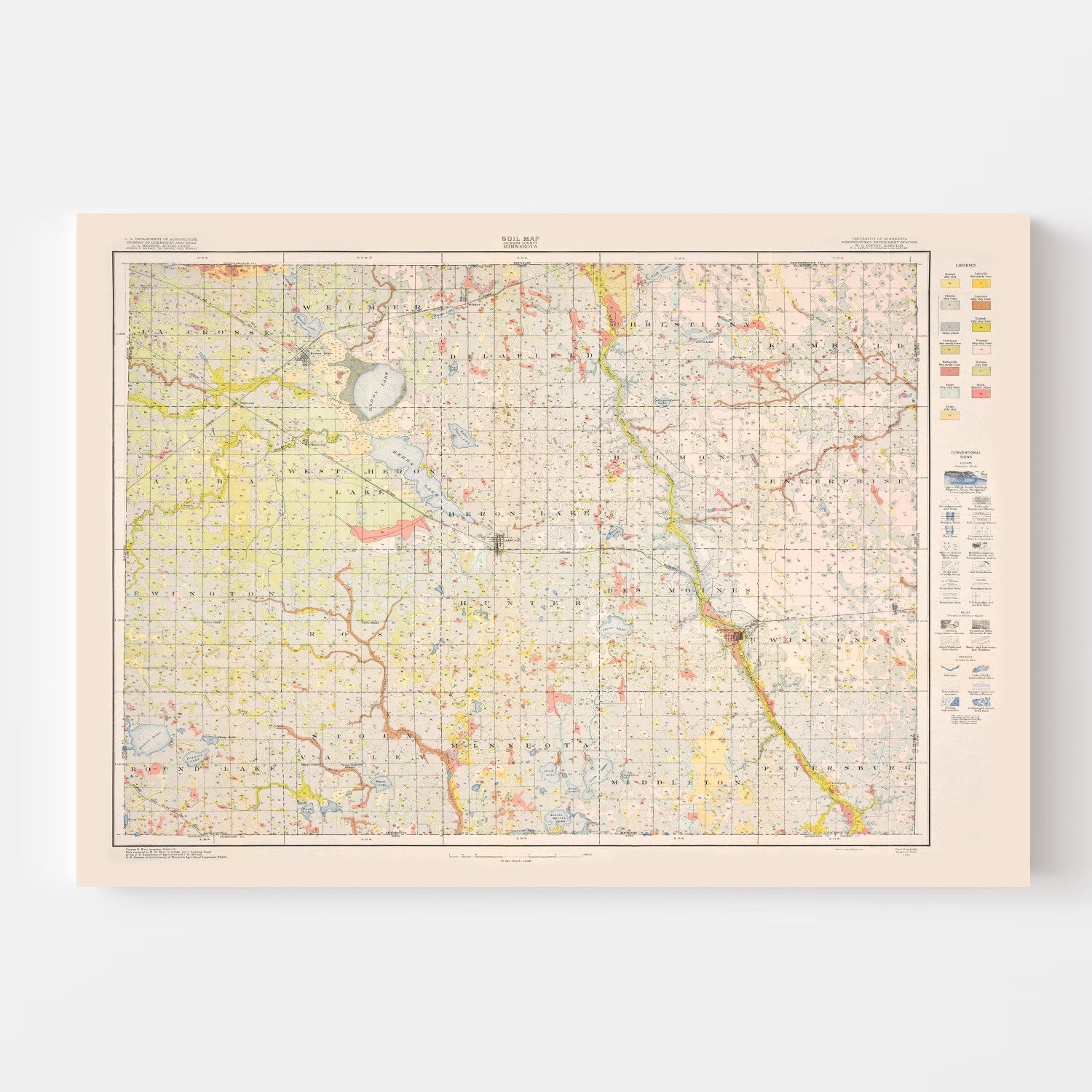 Vintage Map of Jackson County, Minnesota 1923