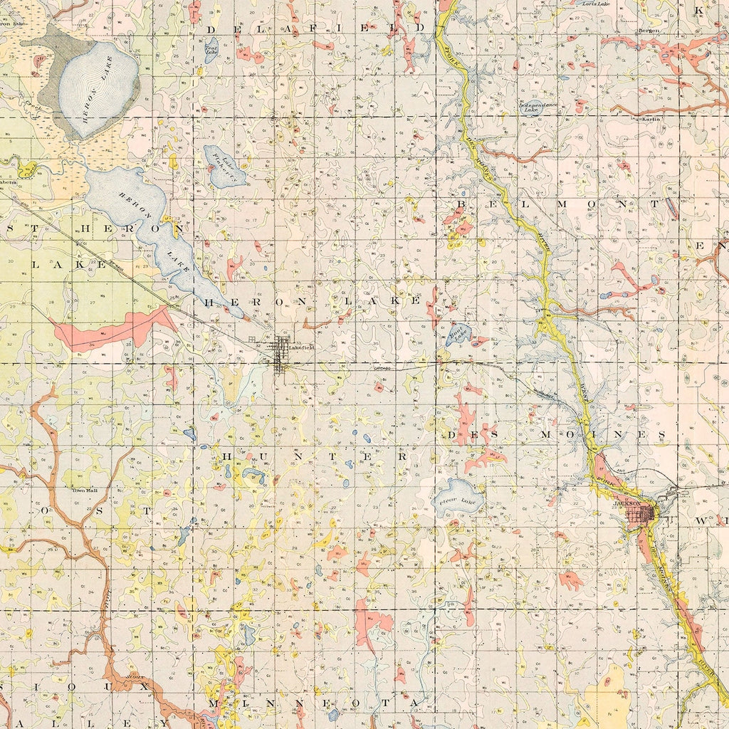 Vintage Map of Jackson County, Minnesota 1923