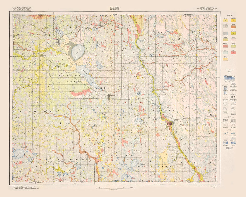 Vintage Map of Jackson County, Minnesota 1923