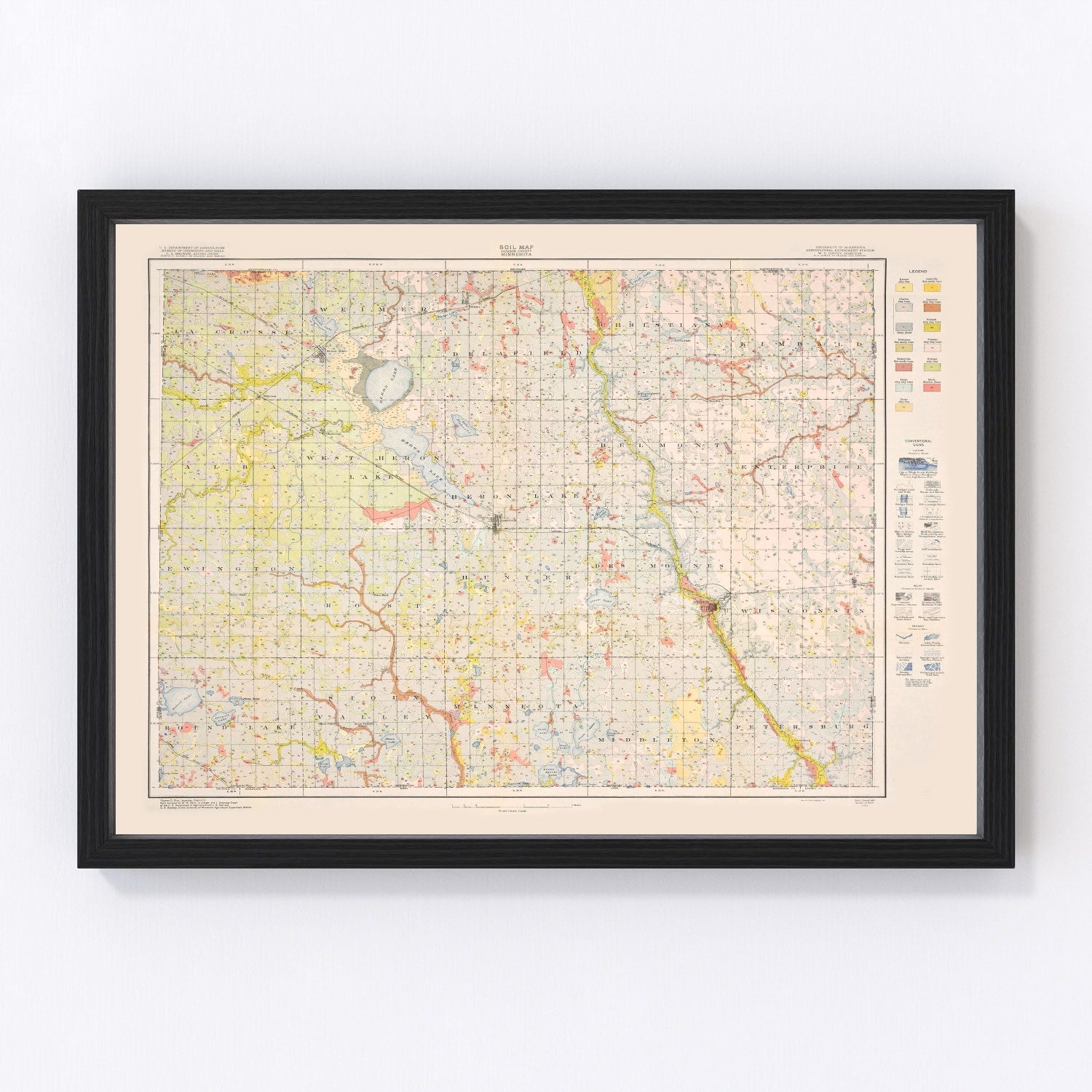 Vintage Map of Jackson County, Minnesota 1923