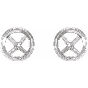 Platinum 7.5 mm Round Bezel-Set Cocktail-Style Earring Mounting – image 2