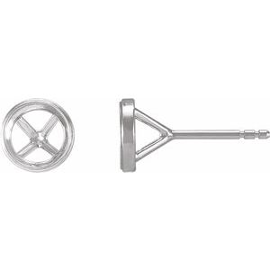 10K White Gold 6 mm Round Bezel-Set Cocktail-Style Earring Mounting