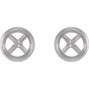 18K White Gold 5.2 mm Round Bezel-Set Cocktail-Style Earring Mounting – image 2