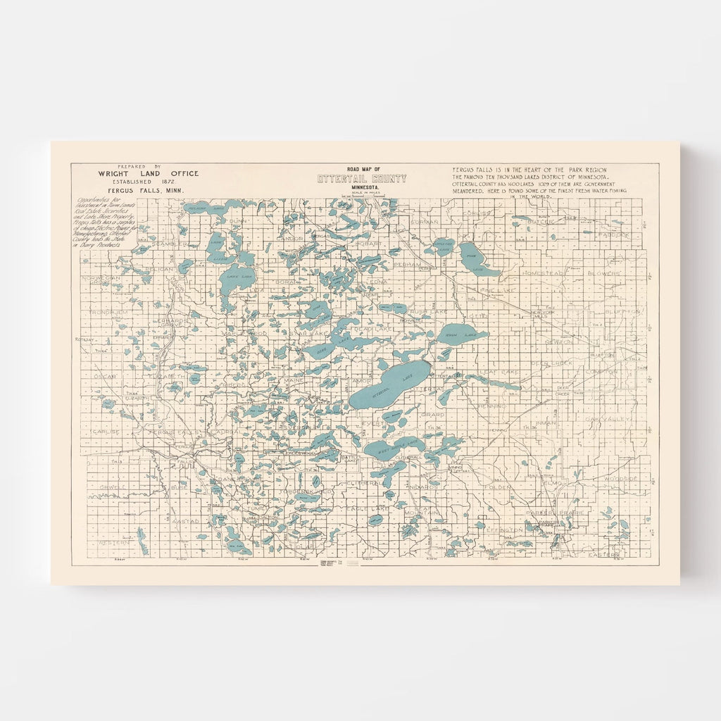 Vintage Map of Ottertail County, Minnesota 1920
