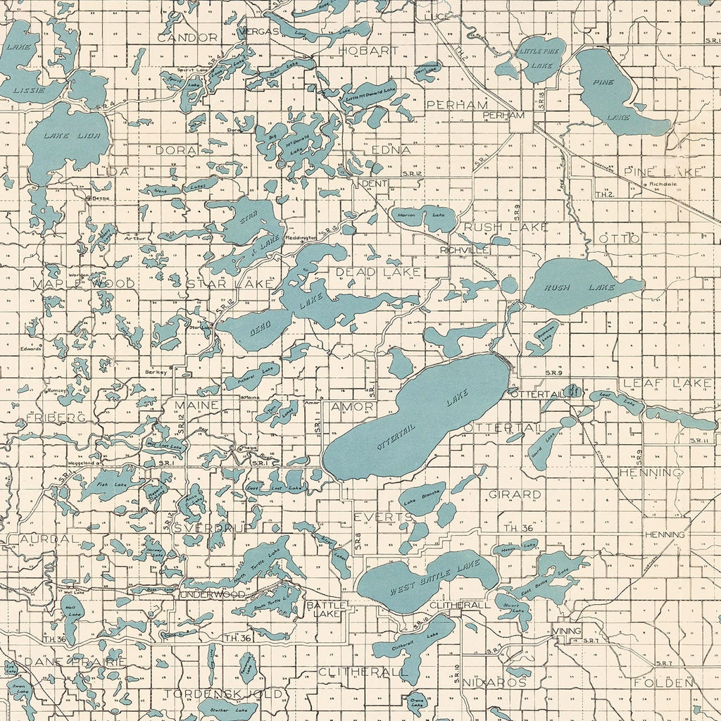 Vintage Map of Ottertail County, Minnesota 1920