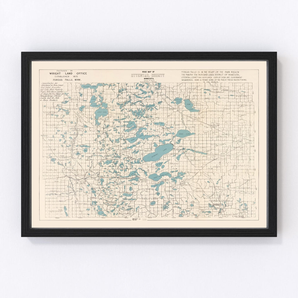 Vintage Map of Ottertail County, Minnesota 1920