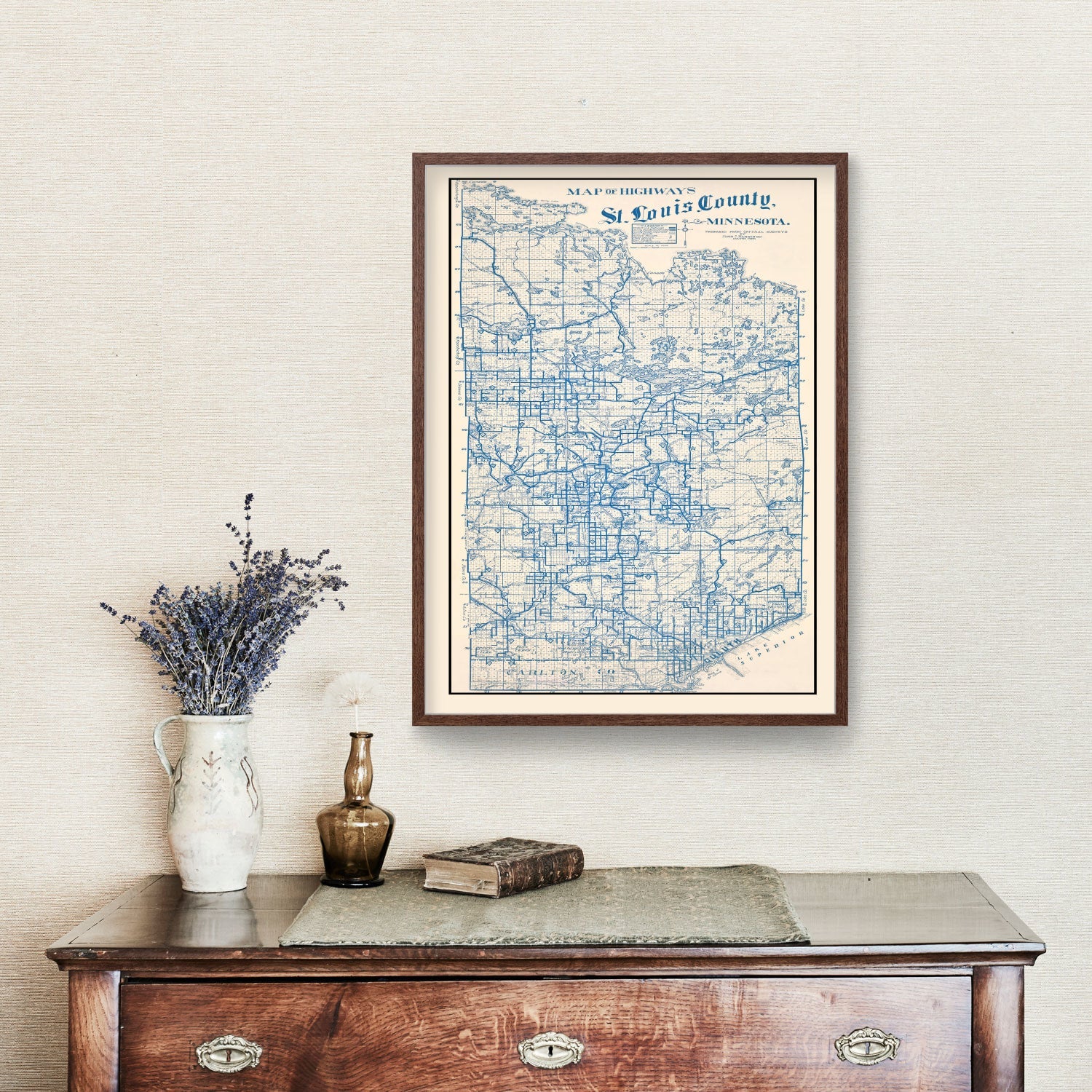Vintage Map of St. Louis County, Minnesota 1920
