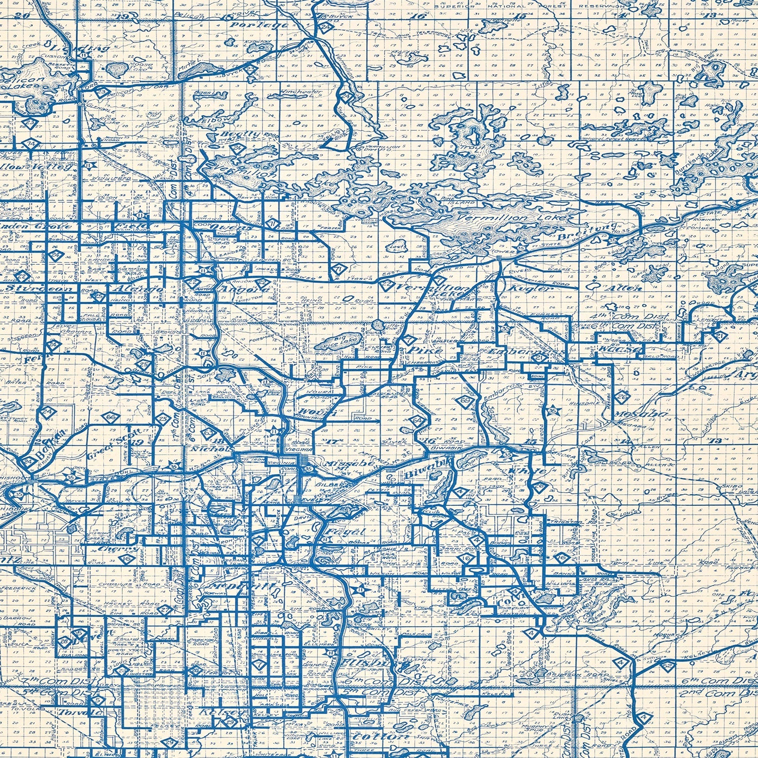 Vintage Map of St. Louis County, Minnesota 1920
