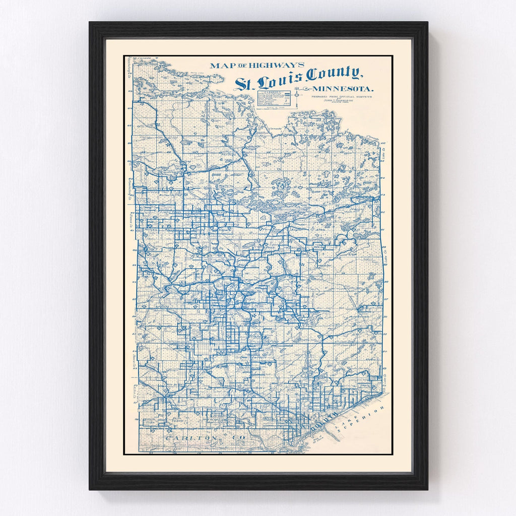 Vintage Map of St. Louis County, Minnesota 1920