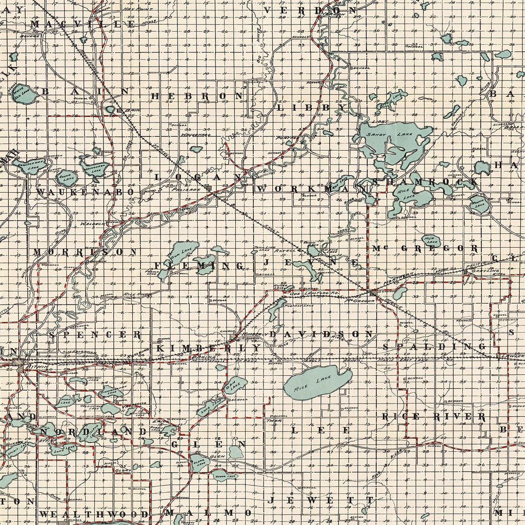 Vintage Map of Aitkin County, Minnesota 1914