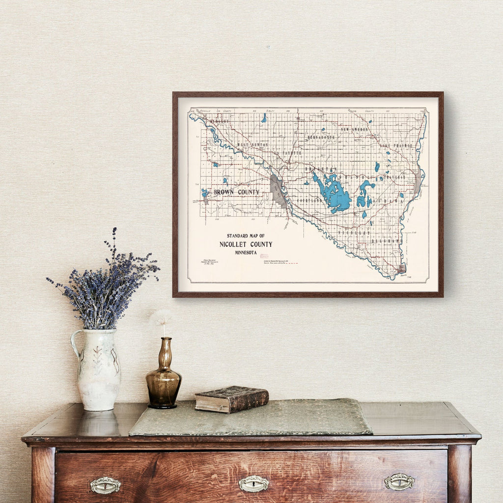 Vintage Map of Nicollet County, Minnesota 1913