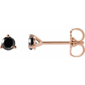 14K Rose Gold 1/5 CTW Natural Black Diamond  Earrings