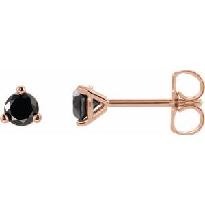 14K Rose Gold 1 1/8 CTW Natural Black Diamond Earrings