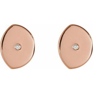 14K Rose Gold .0025 CT Natural Diamond Gibbous Moon Phase Earring – image 3