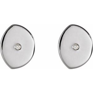 Platinum .0025 CT Natural Diamond Gibbous Moon Phase Earring – image 3