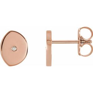 14K Rose Gold .0025 CT Natural Diamond Gibbous Moon Phase Earring