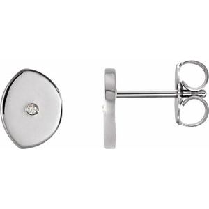 Platinum .0025 CT Natural Diamond Gibbous Moon Phase Earring