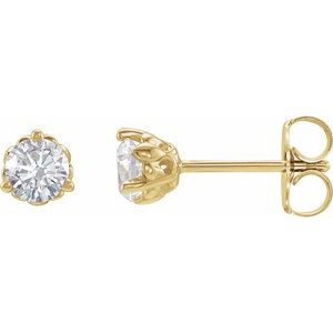 14K Yellow Gold 1/2 CTW Lab-Grown Diamond Fleur-de-Lis Earrings
