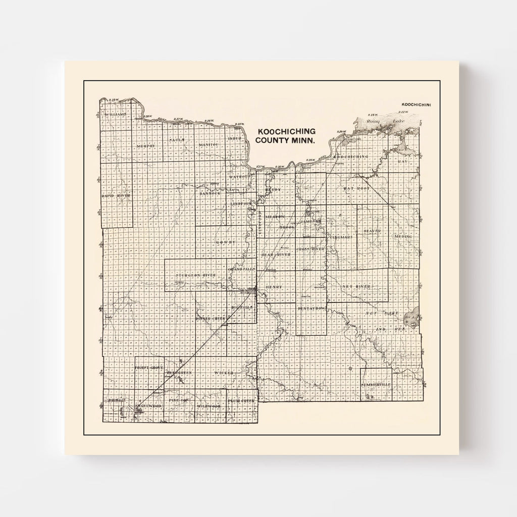 Vintage Map of Koochiching County, Minnesota 1919