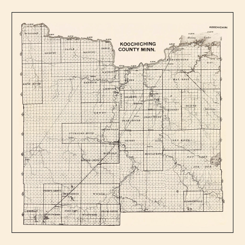 Vintage Map of Koochiching County, Minnesota 1919