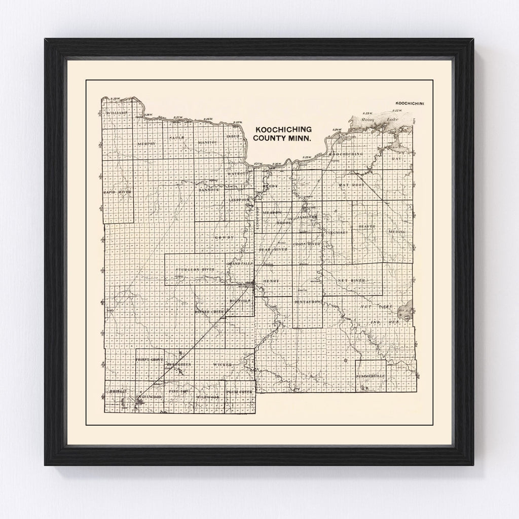 Vintage Map of Koochiching County, Minnesota 1919