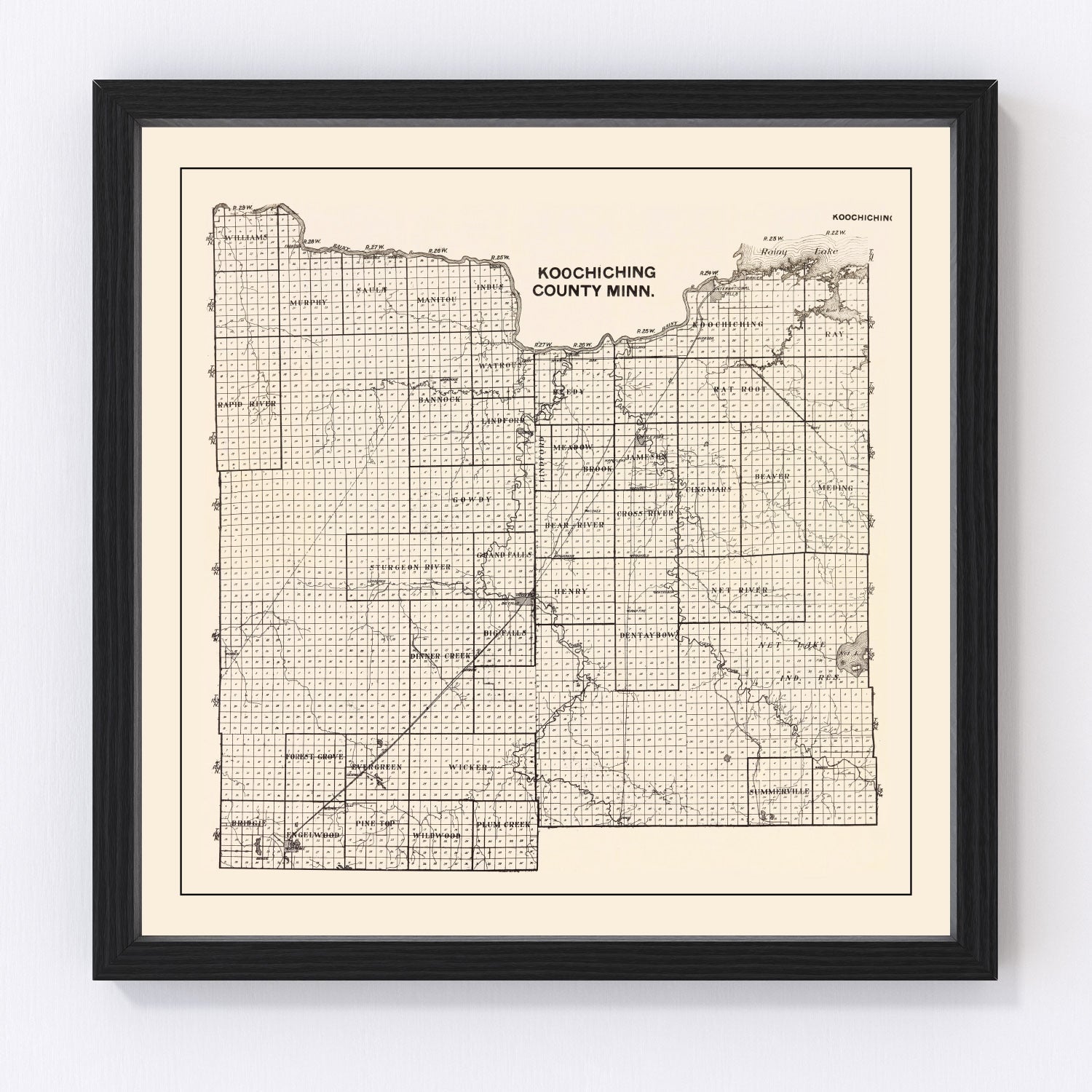 Vintage Map of Koochiching County, Minnesota 1919