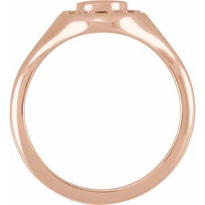 14K Rose Gold Natural Multi-Gemstone & 1/10 CTW Natural Diamond Halo-Style Signet Ring