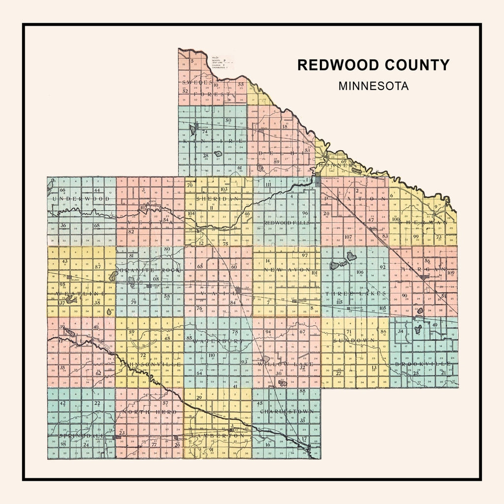 Vintage Map of Redwood County, Minnesota 1907