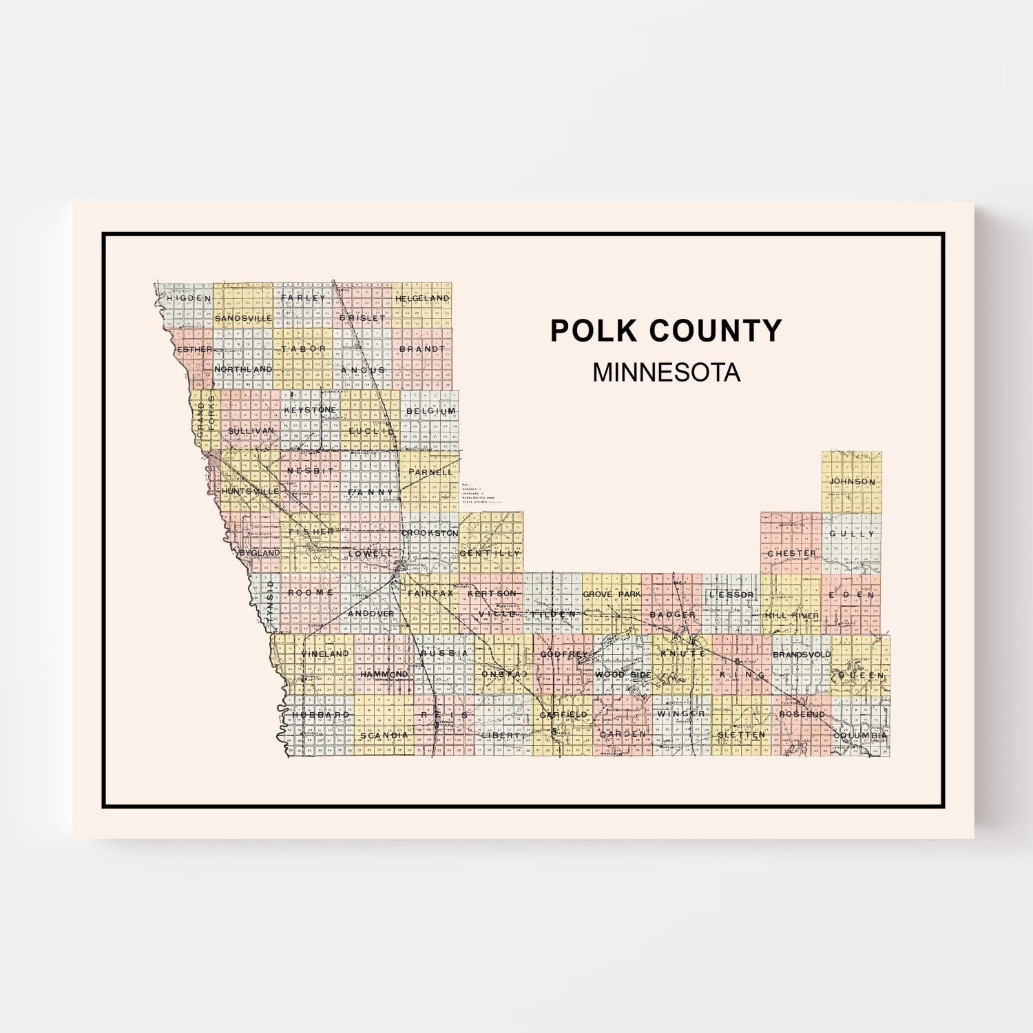 Vintage Map of Polk County, Minnesota 1907