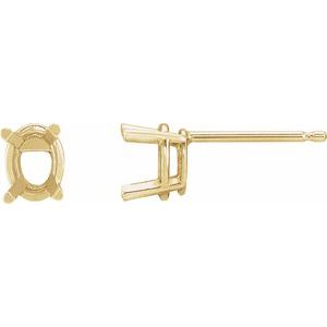 10K Yellow Gold 5x3 mm Oval 4-Prong Lightweight Earring Mounting
