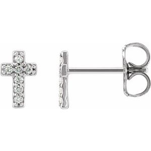 Platinum .03 CTW Natural Diamond Cross Single Earring