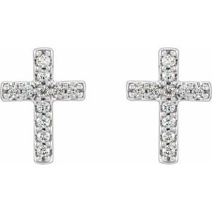 Sterling Silver 1/10 CTW Natural Diamond Cross Earrings – image 2