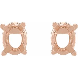 14K Rose Gold 5x4 mm Oval 4-Prong Lightweight Earring Mounting – image 2