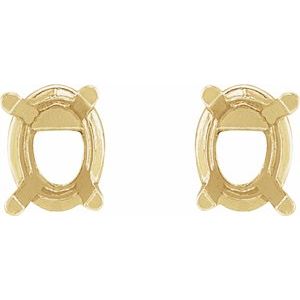 10K Yellow Gold 5x3 mm Oval 4-Prong Lightweight Earring Mounting – image 2