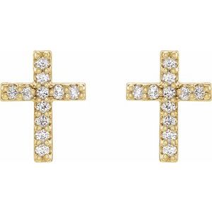 14K Yellow Gold .05 CTW Natural Diamond Cross Earrings – image 2