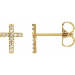 14K Yellow Gold .05 CTW Natural Diamond Cross Earrings