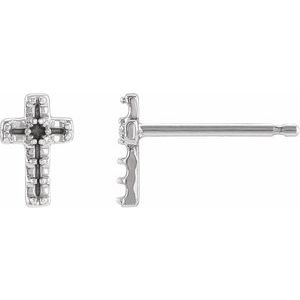 14K White Gold Cross Single Earring Mounting