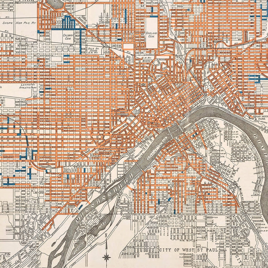 Vintage Map of St. Paul, Minnesota 1915