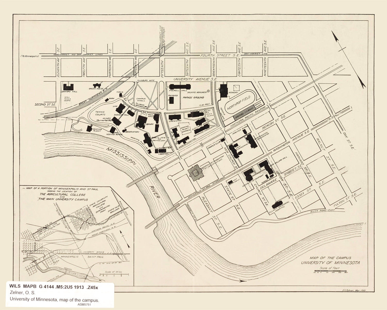 Vintage University of Minnesota Map 1913