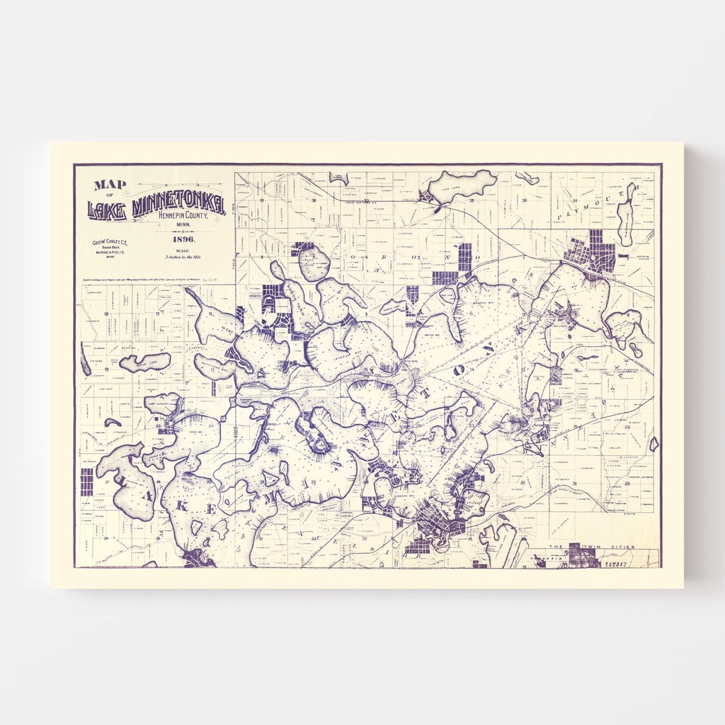 Vintage Map of Lake Minnetonka, Minnesota 1896
