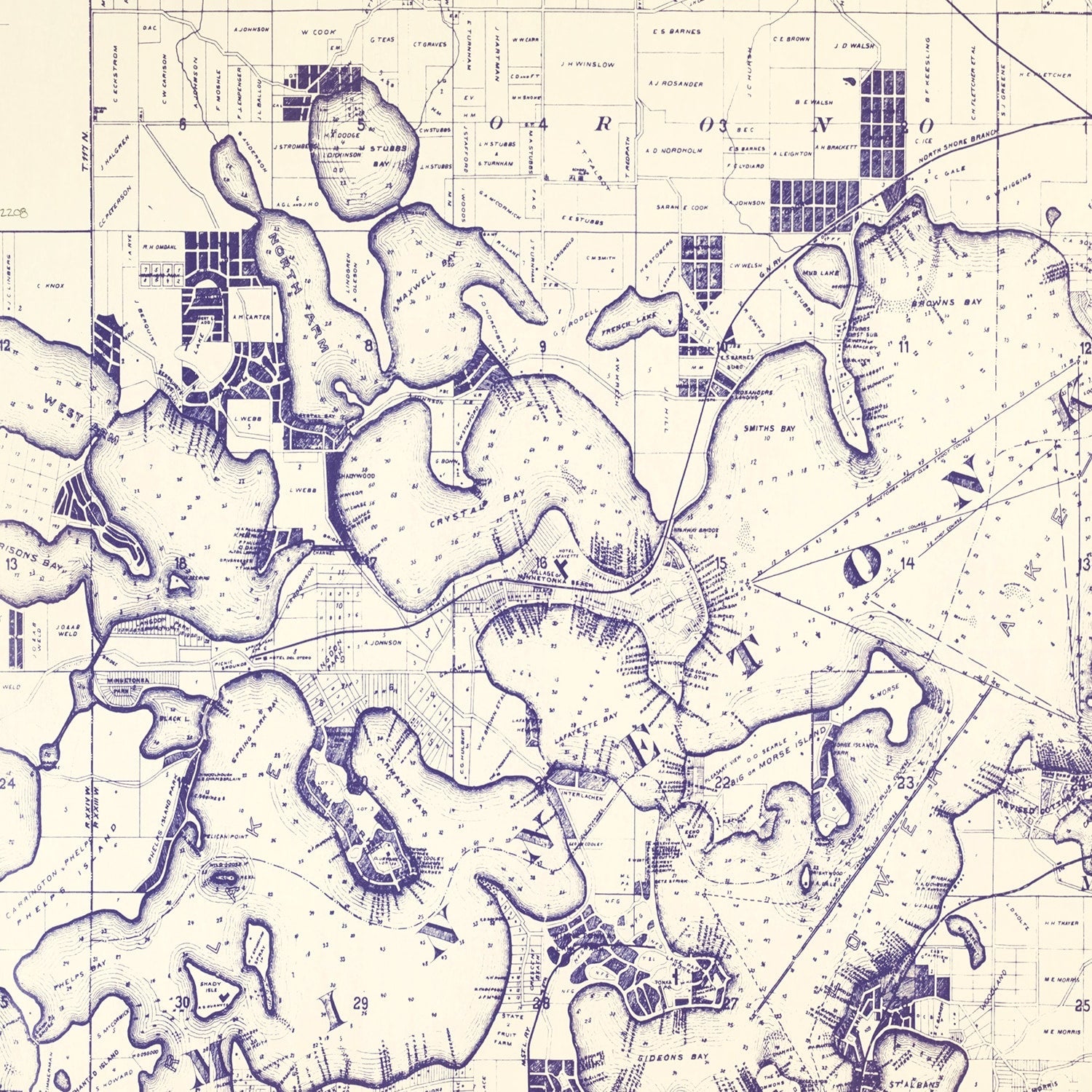 Vintage Map of Lake Minnetonka, Minnesota 1896