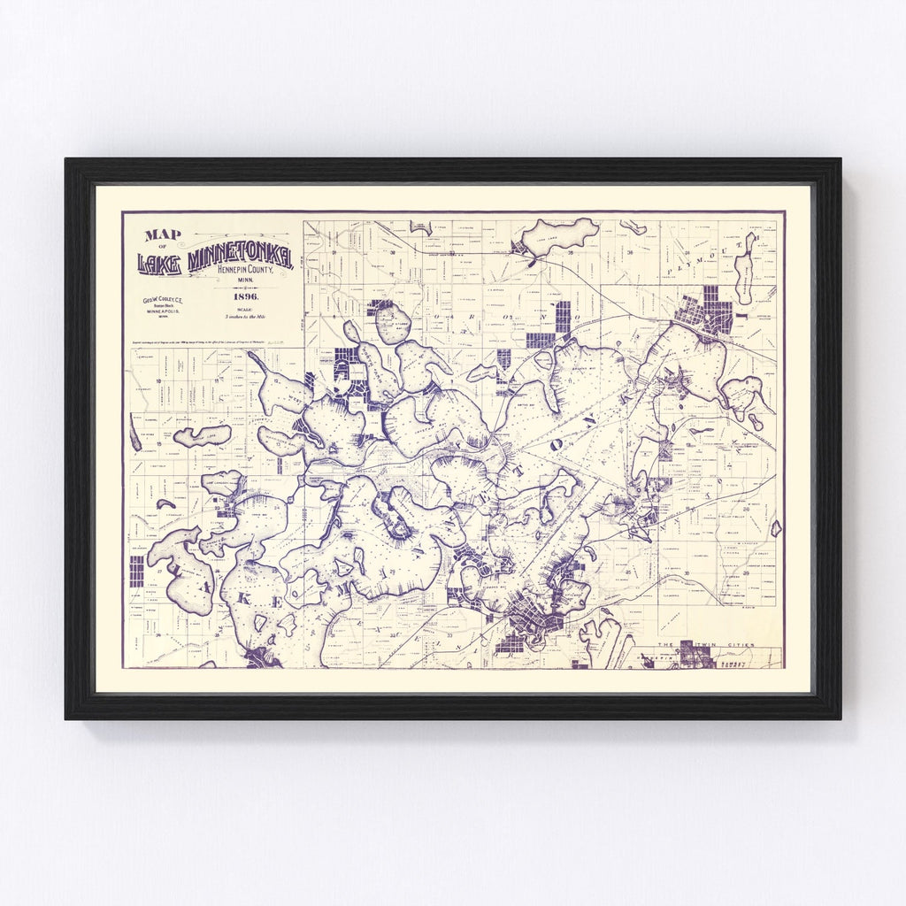 Vintage Map of Lake Minnetonka, Minnesota 1896