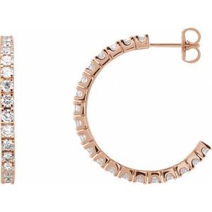 14K Rose Gold 2 CTW Natural Diamond 27.7 mm Hoop Earrings