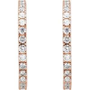 14K Rose Gold 2 CTW Natural Diamond 27.7 mm Hoop Earrings – image 2