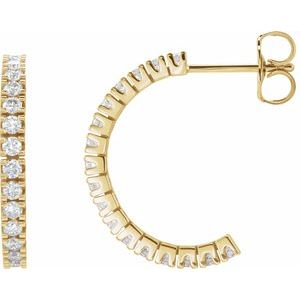 14K Yellow Gold 1/2 CTW Natural Diamond 17.6 mm Hoop Earrings
