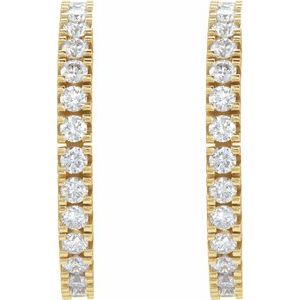 14K Yellow Gold 1/2 CTW Natural Diamond 17.6 mm Hoop Earrings – image 2